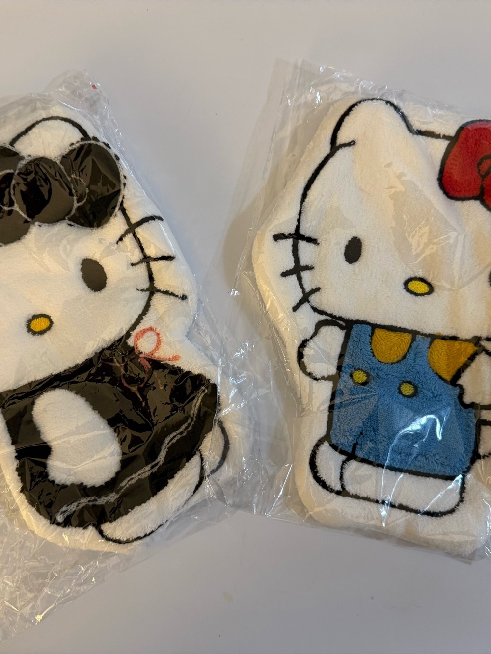 Hello Kitty Kids Plush Washcloths - White with Blue and Black set of 2